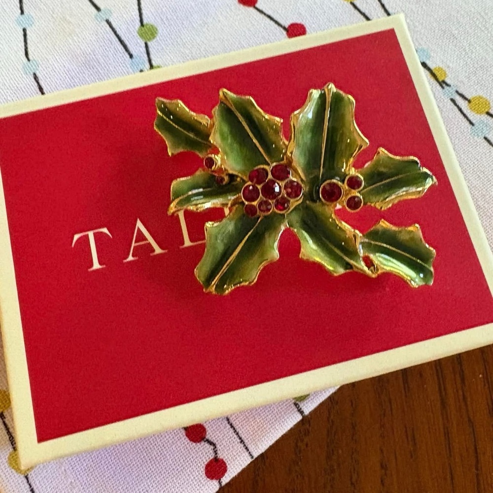 Talbots Holiday Holly Berry Brooch